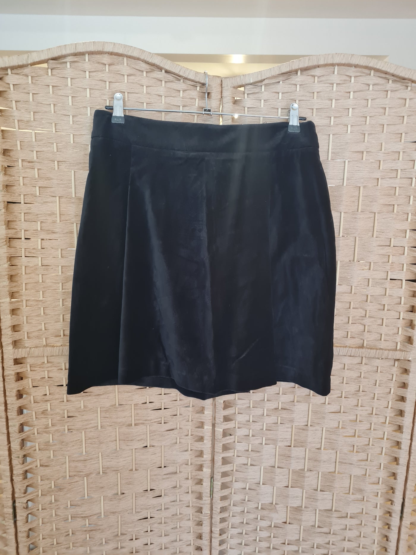 M&S Black Velvet Mini Skirt Size 12