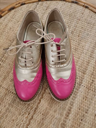 Z&C Pink & Gold Brogues Size 6