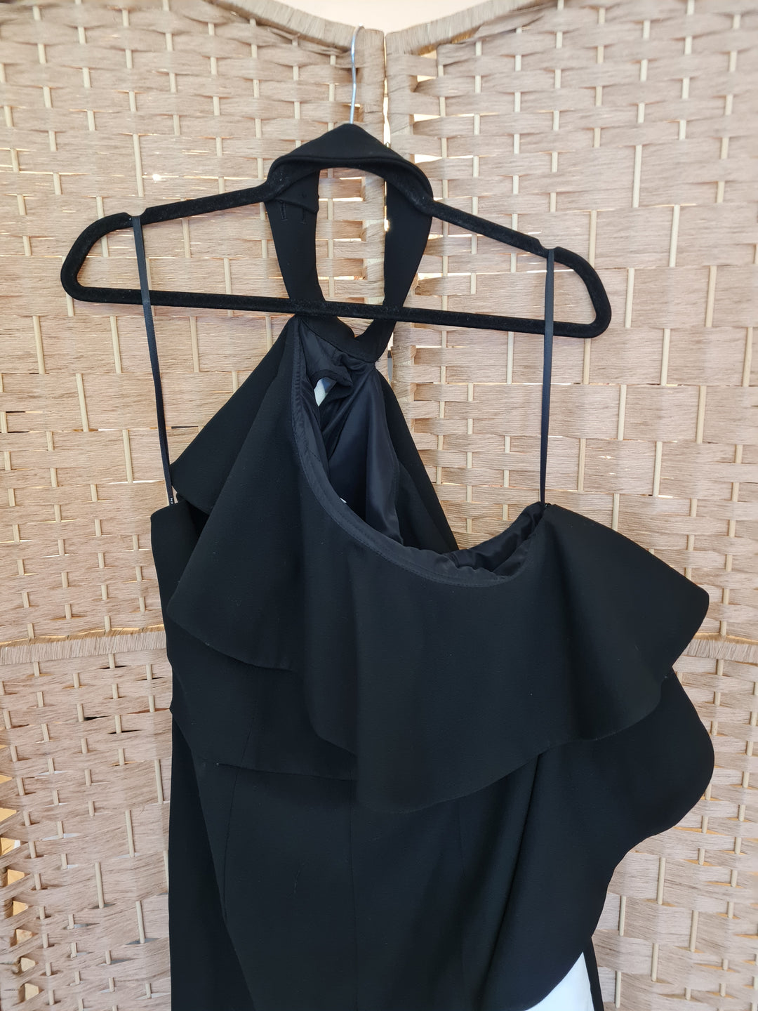 安心追跡【KAREN MILLEN】リリー柄ワイドレッグジャンプスーツ Lydia Millen Velvet Tailored Taffeta Bow Detail Peplum