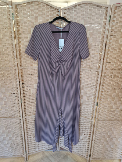 Zara Brown Stripe Dress L NWT RRP £29.99