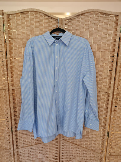 Zara Blue Stripe Oversized Shirt L