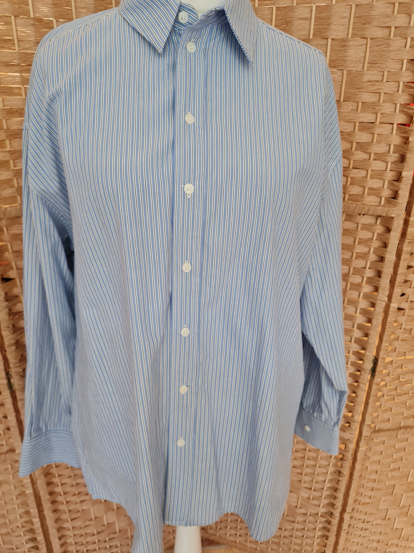 Zara Blue Stripe Oversized Shirt L
