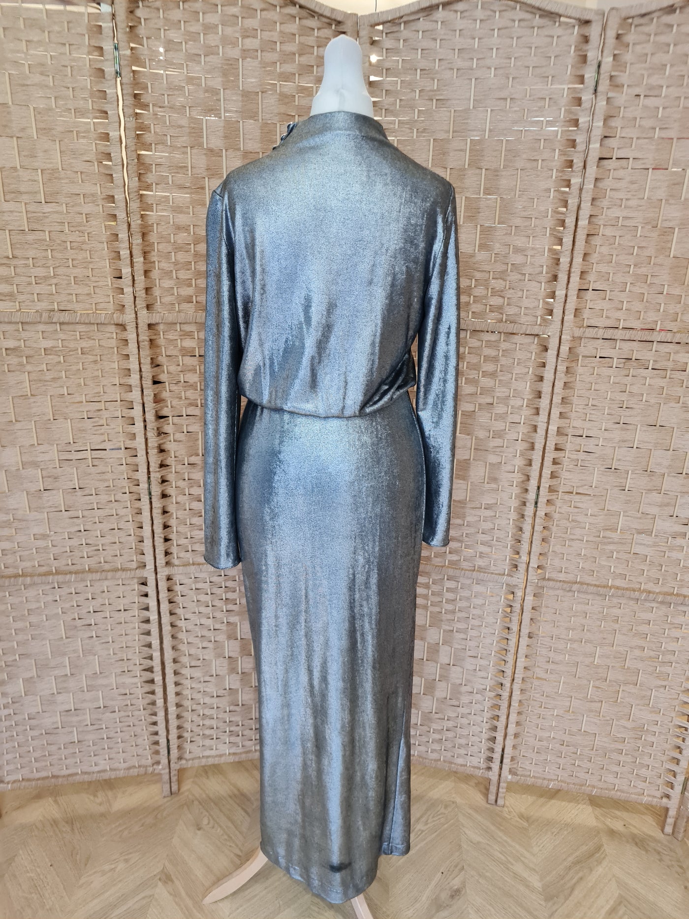 baby blue silk dress Baby Indigo Silk Midi Dress Mulberry Vintage Bias Cut M
