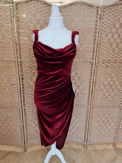 ASOS Red Velvet Dress 14