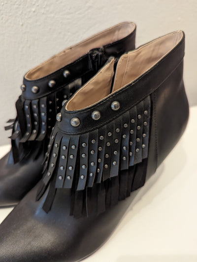 Kaleidoscope Black Fringed Ankle Boots Size 6 New
