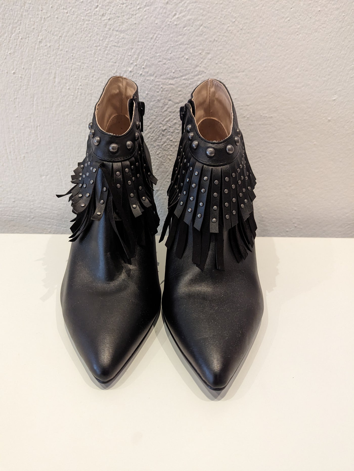 Kaleidoscope Black Fringed Ankle Boots Size 6 New