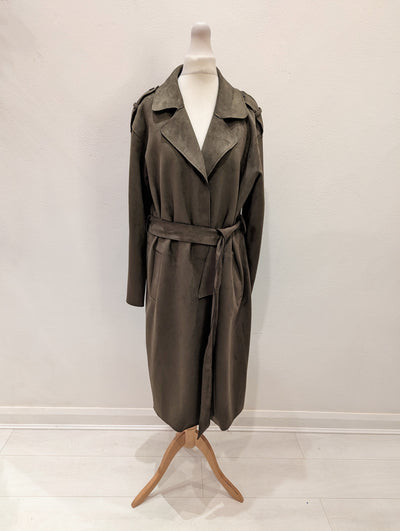 Zara Suede Khaki Duster Coat Small