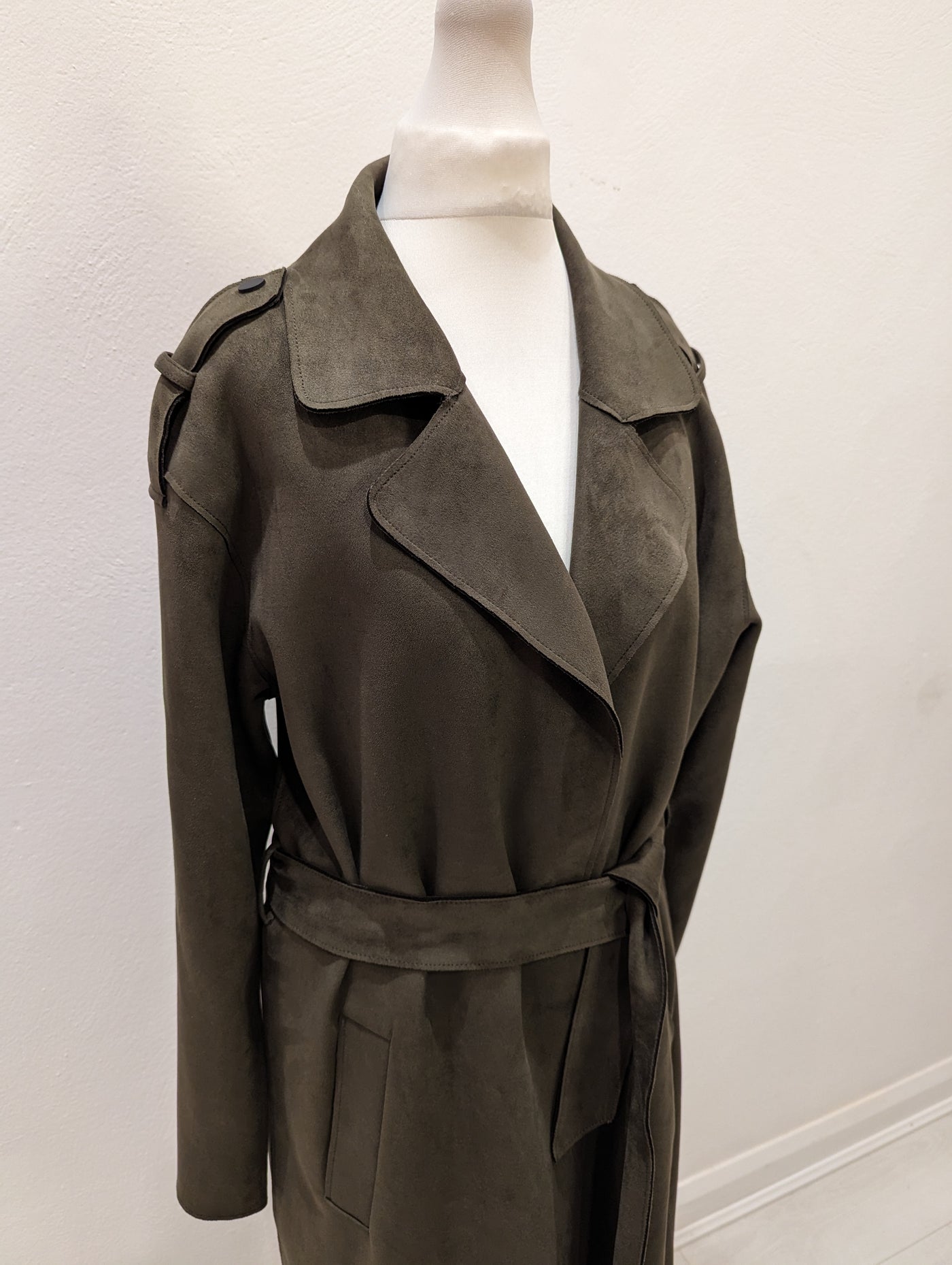 Zara Suede Khaki Duster Coat Small