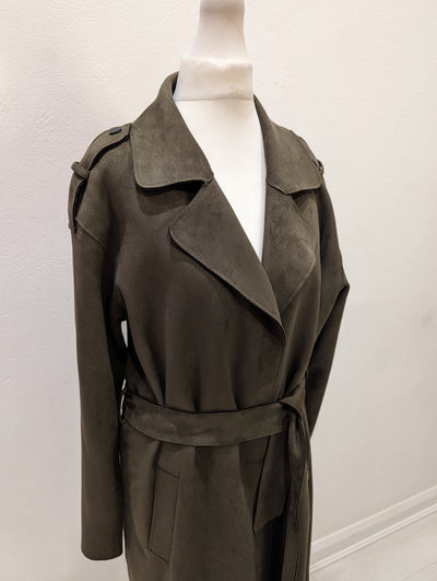 Zara Suede Khaki Duster Coat Small