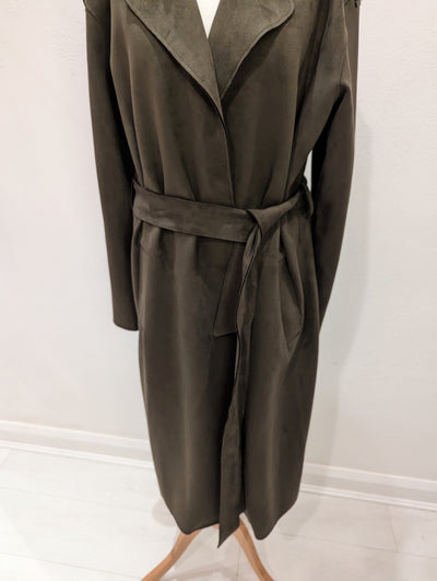 Zara Suede Khaki Duster Coat Small