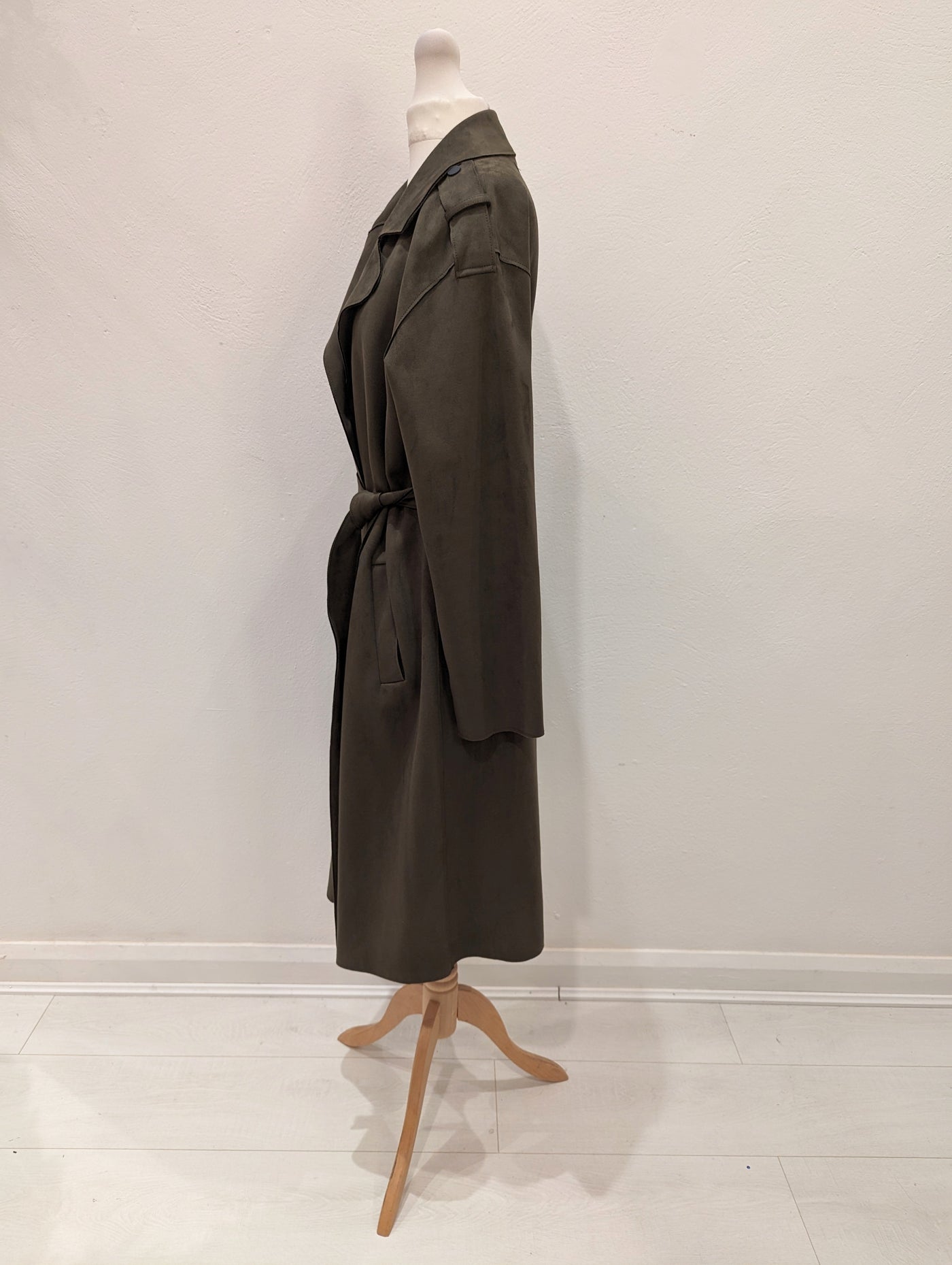 Zara Suede Khaki Duster Coat Small