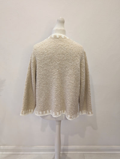 Mohair blend stitched cardigan in cream