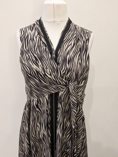All Saints Jayda zebra zip front dress 14