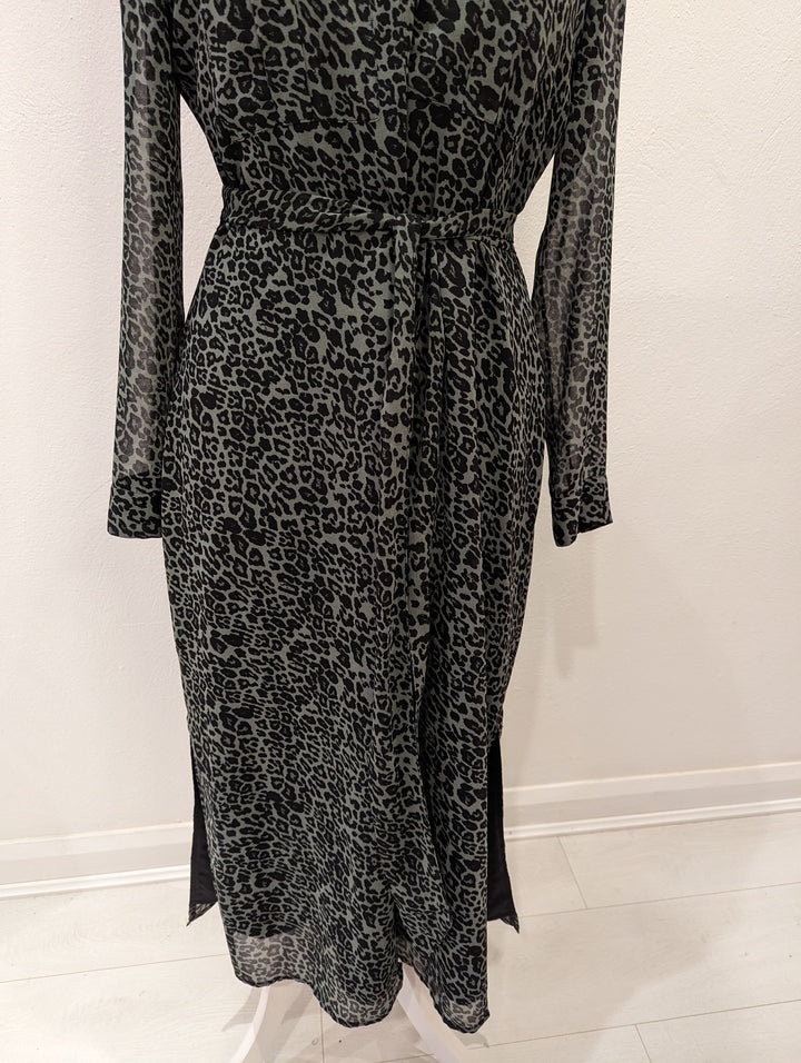 Mint Velvet khaki animal print maxi 14 – The Wardrobe