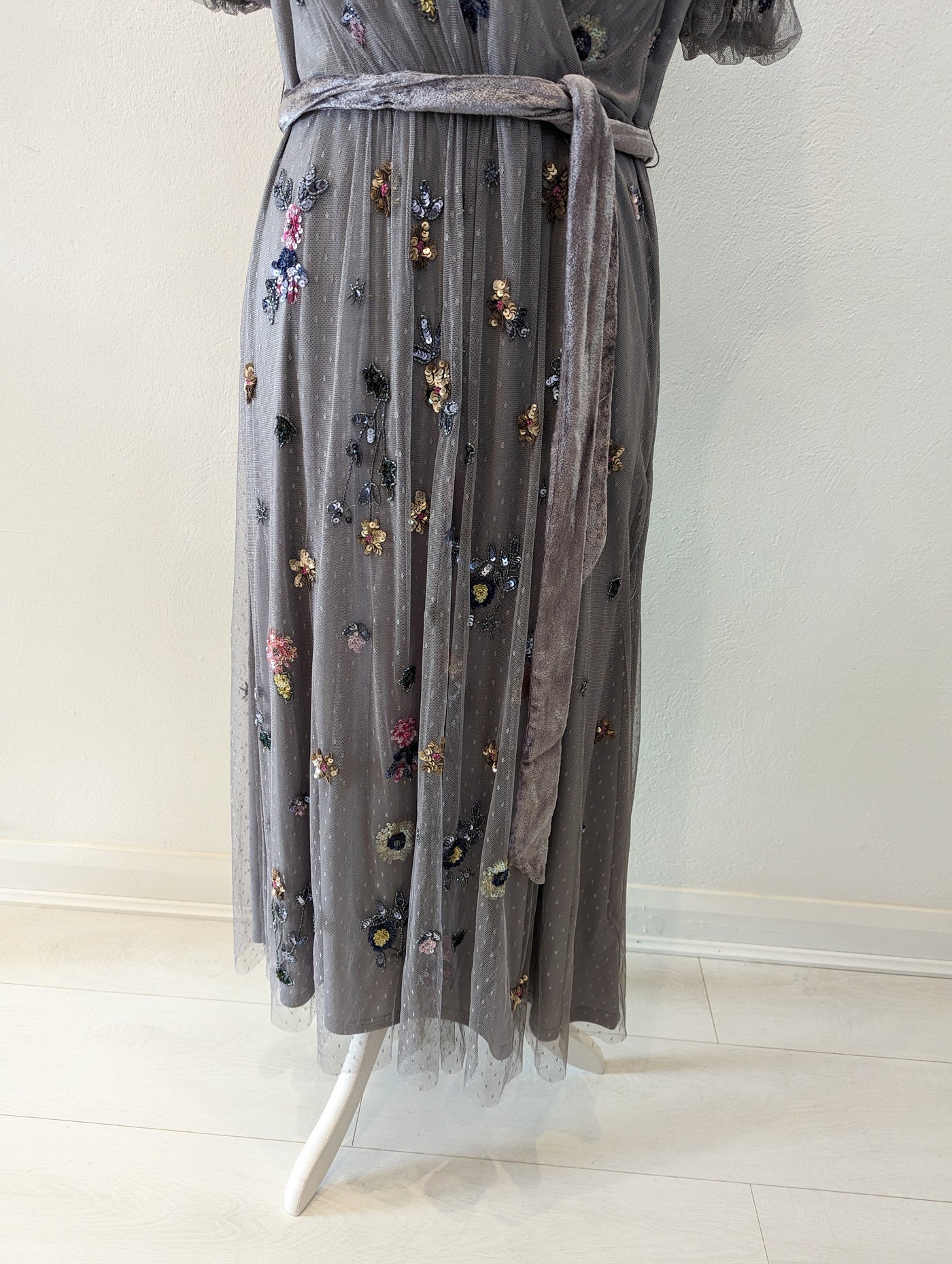 Monsoon Grey Embellished Maxi Size 16