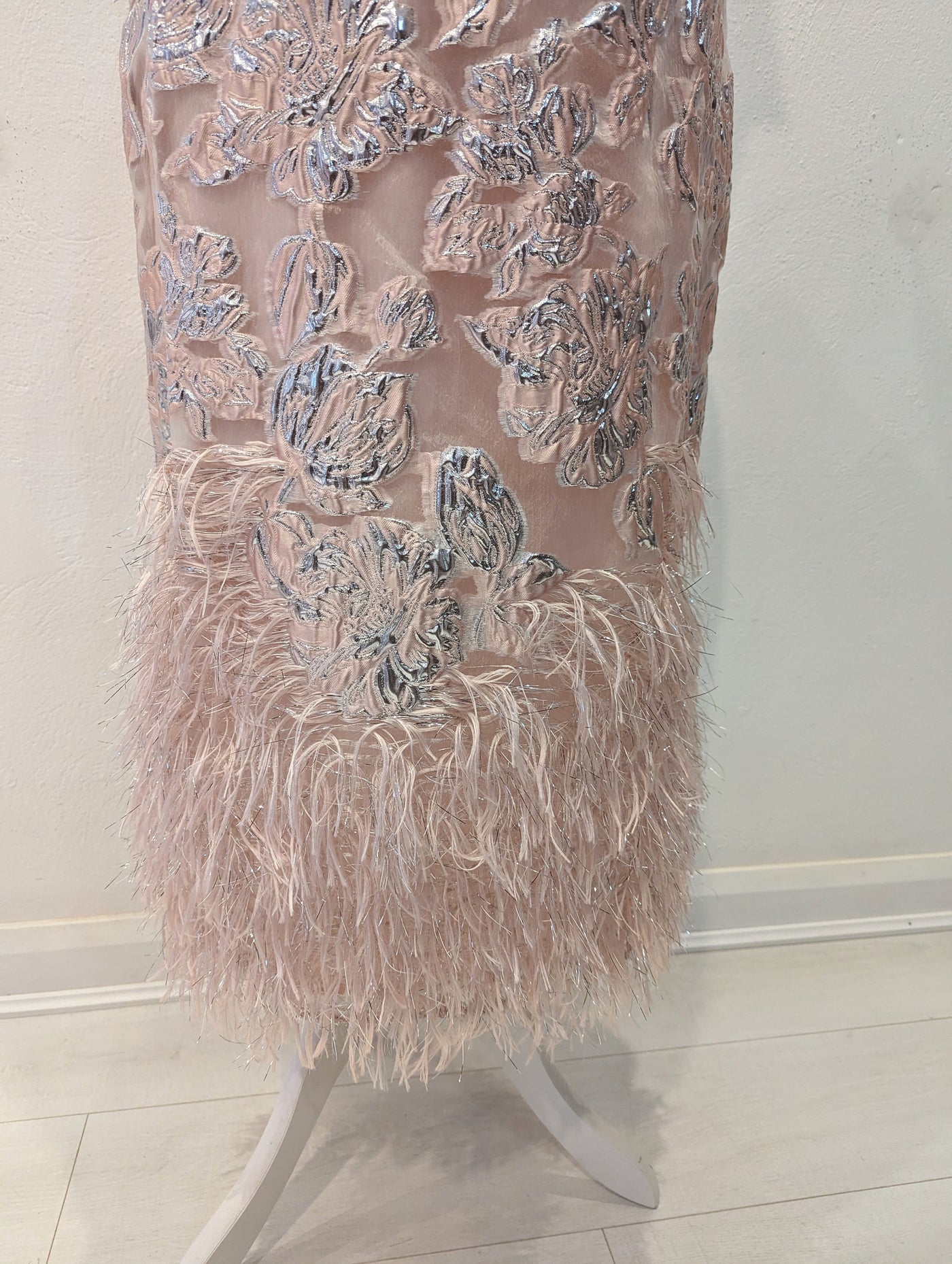 Coast Fringe Pink Metallic Midi Dress Size 14 NWT