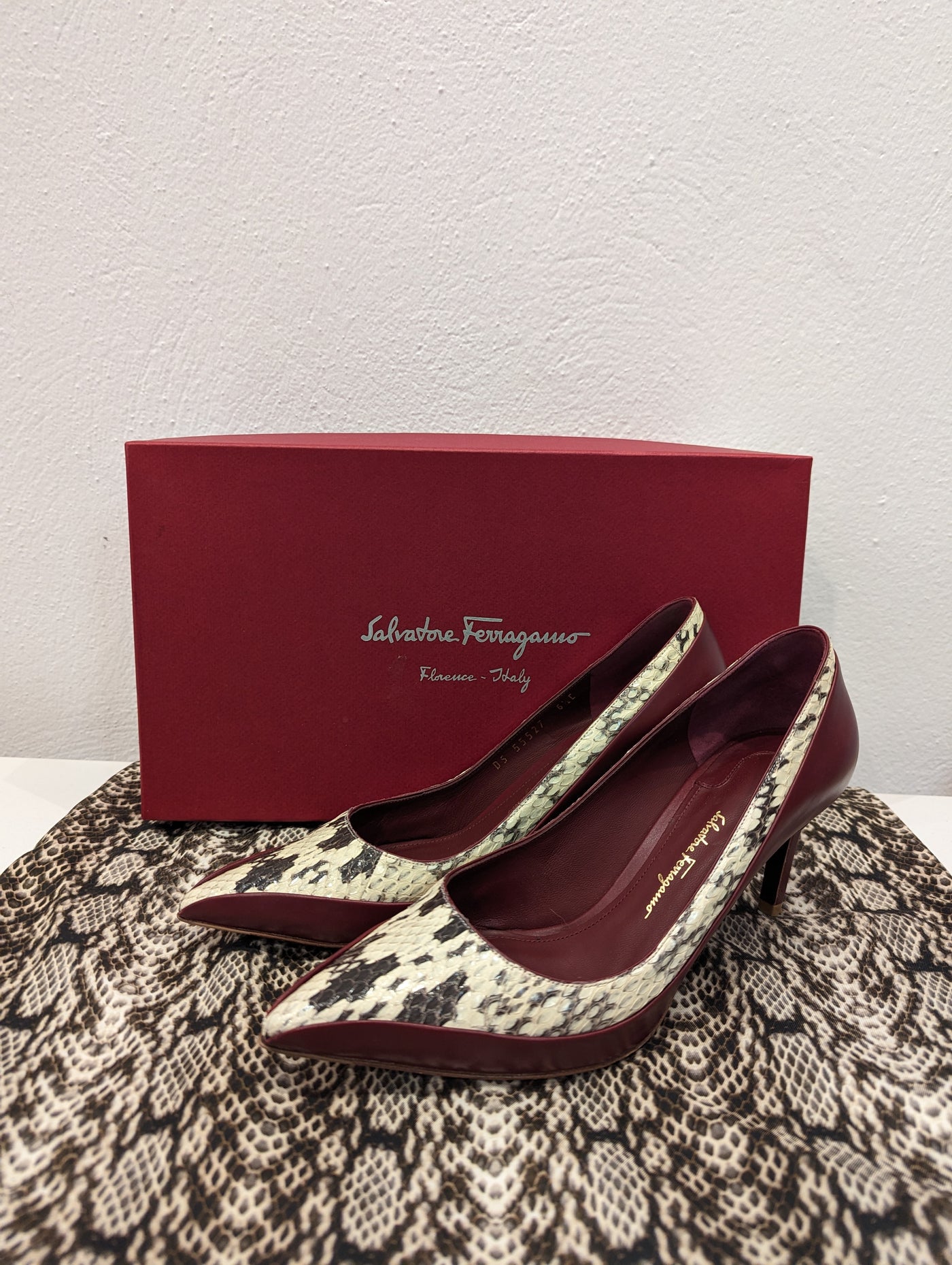 Salvatore Ferragamo Burgandy/Reptile Heels 4