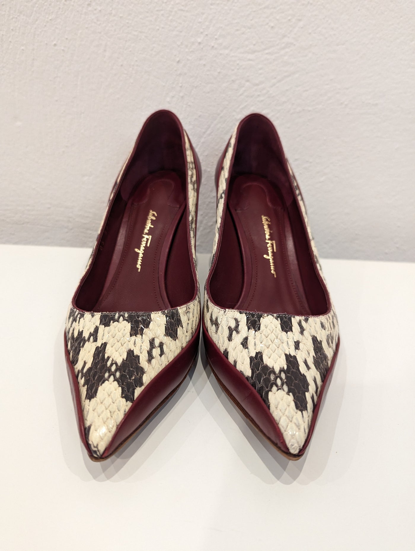 Salvatore Ferragamo Burgandy/Reptile Heels 4