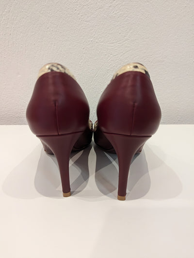 Salvatore Ferragamo Burgandy/Reptile Heels 4