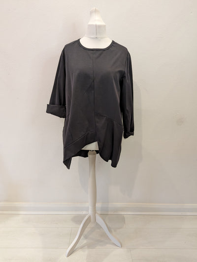 Black Bobbin Pocket Front Top