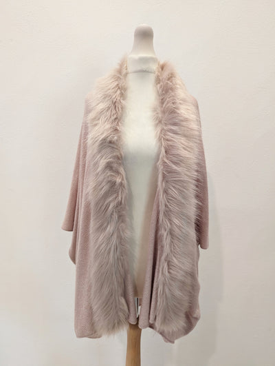 Blush Fur Trim Wrap