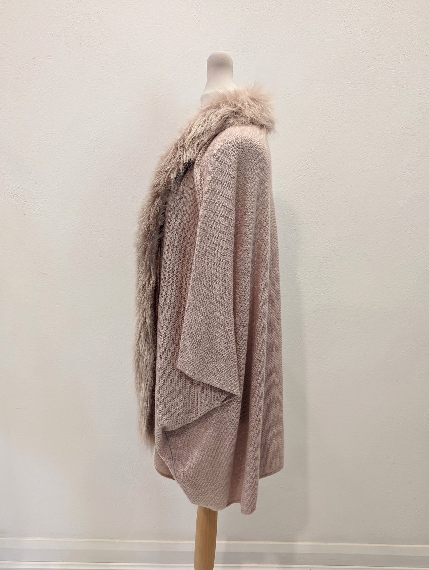 Blush Fur Trim Wrap