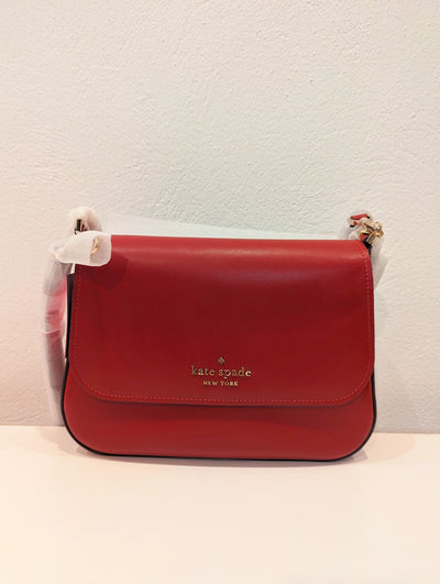Kate Spade Bag Staci Leather Flap Red Curran RRP £450