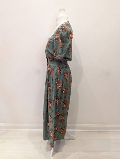 Miss Donby Maxi Pale green with florals & Collar 12/14