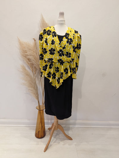 Yellow and Black Peplum Dress 10/12