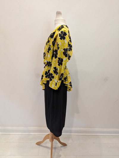 Yellow and Black Peplum Dress 10/12