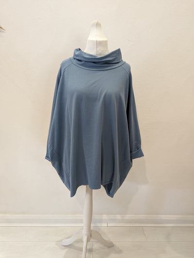 Blue Callie Roll Neck Top