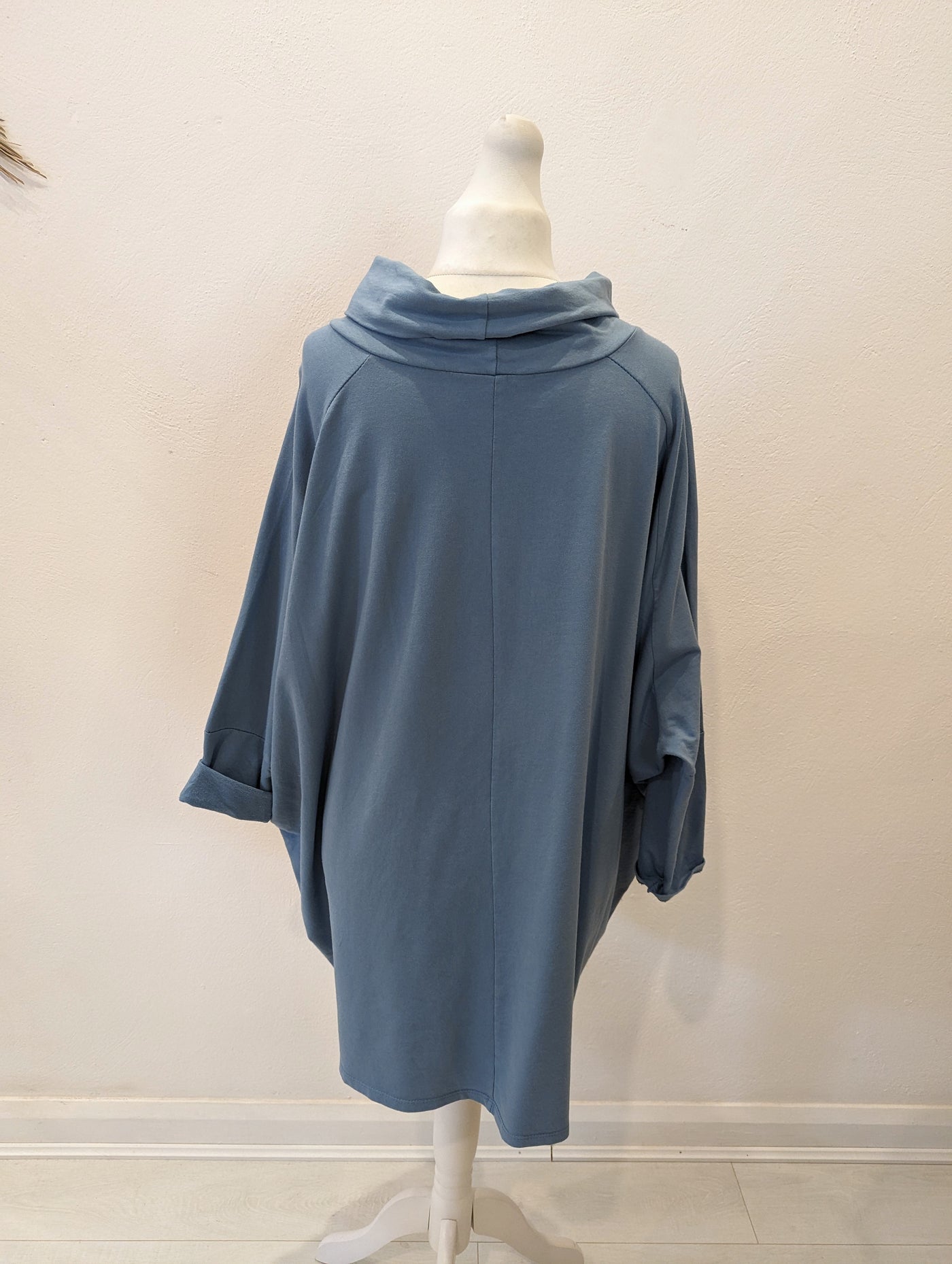 Blue Callie Roll Neck Top