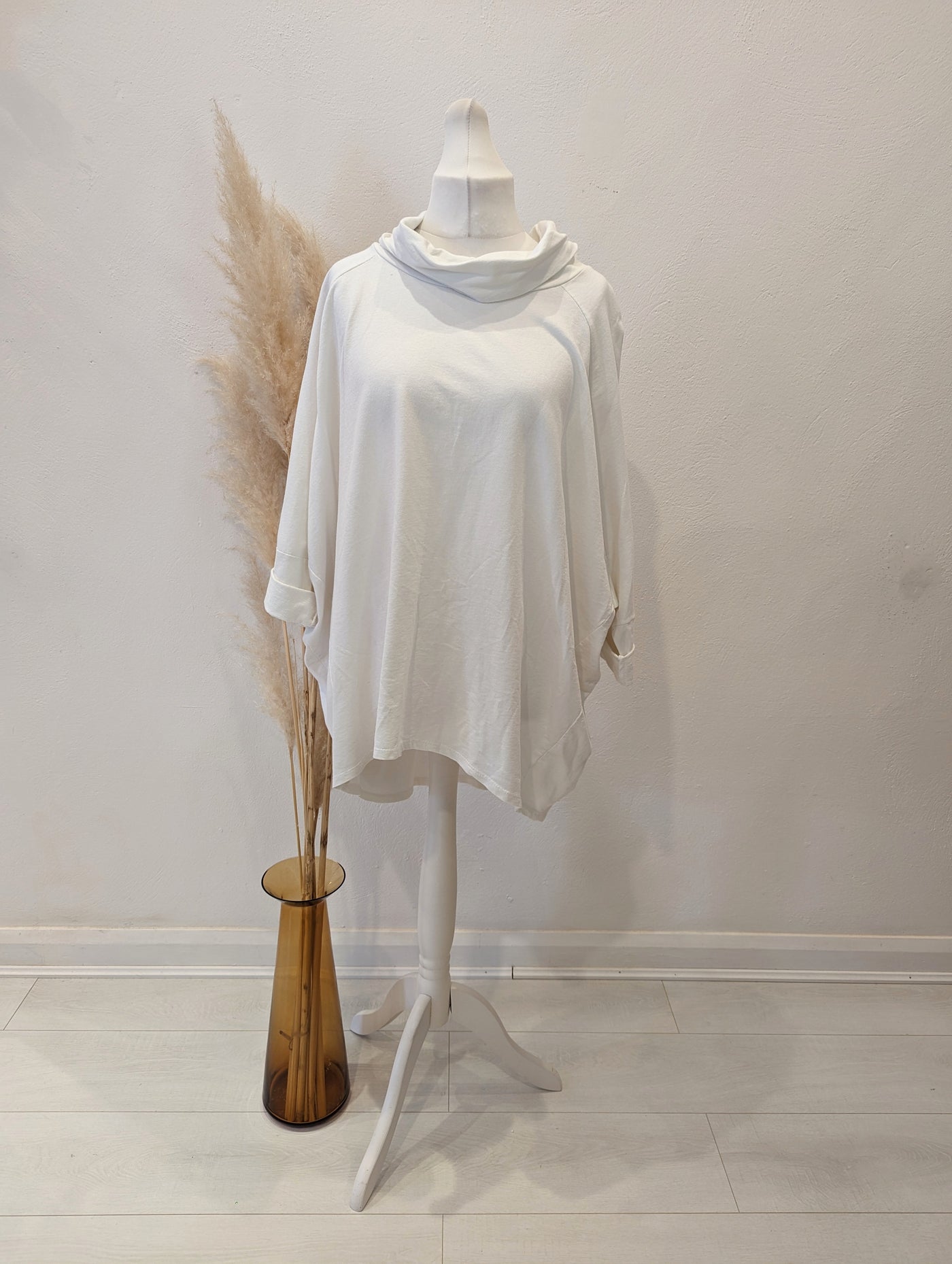 Cream Callie Roll neck top