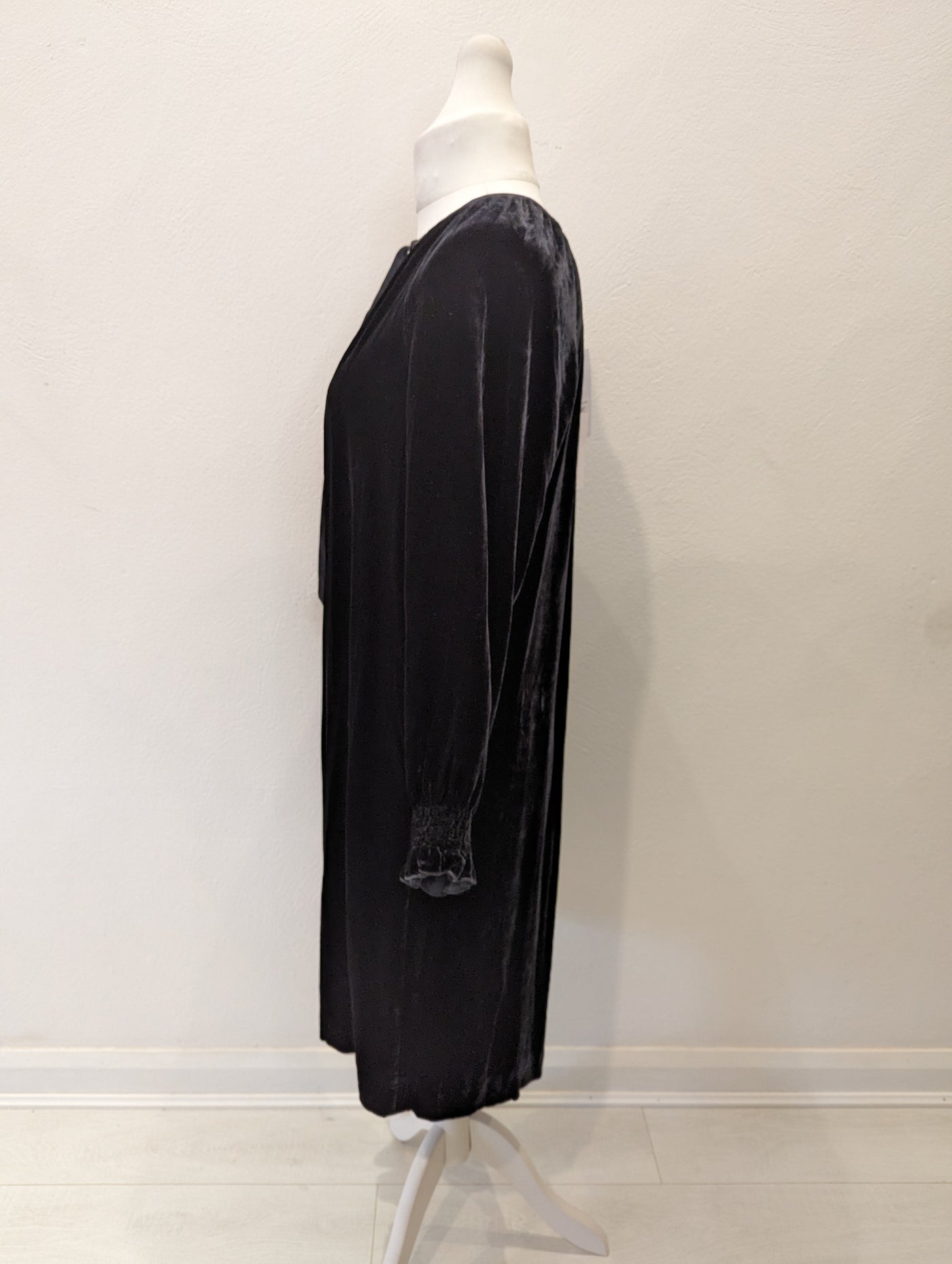 The White Company Black Silk/Velvet Dress 14 NWT £189
