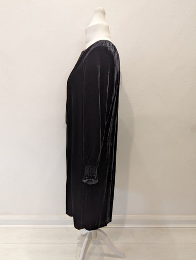 The White Company Black Silk/Velvet Dress 14 NWT £189
