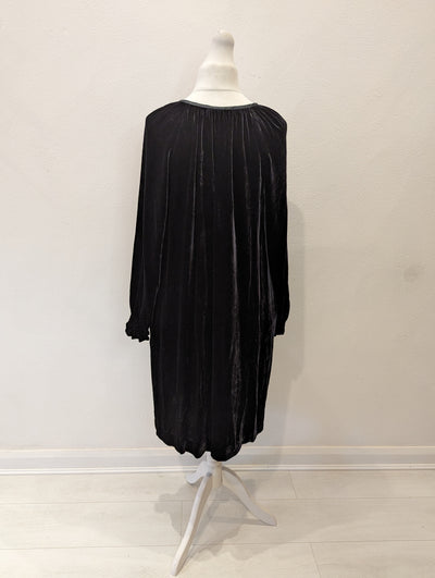 The White Company Black Silk/Velvet Dress 14 NWT £189