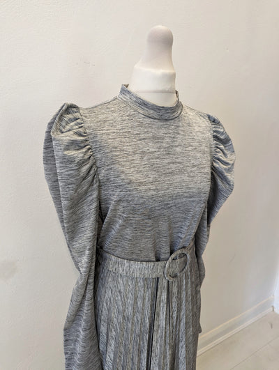 Topshop Silver Pleat Dress NWT 12 £45