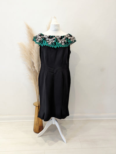Eden Row black embellished boat neck dress 16
