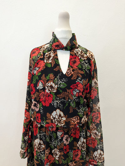 M&S Red floral Maxi 10