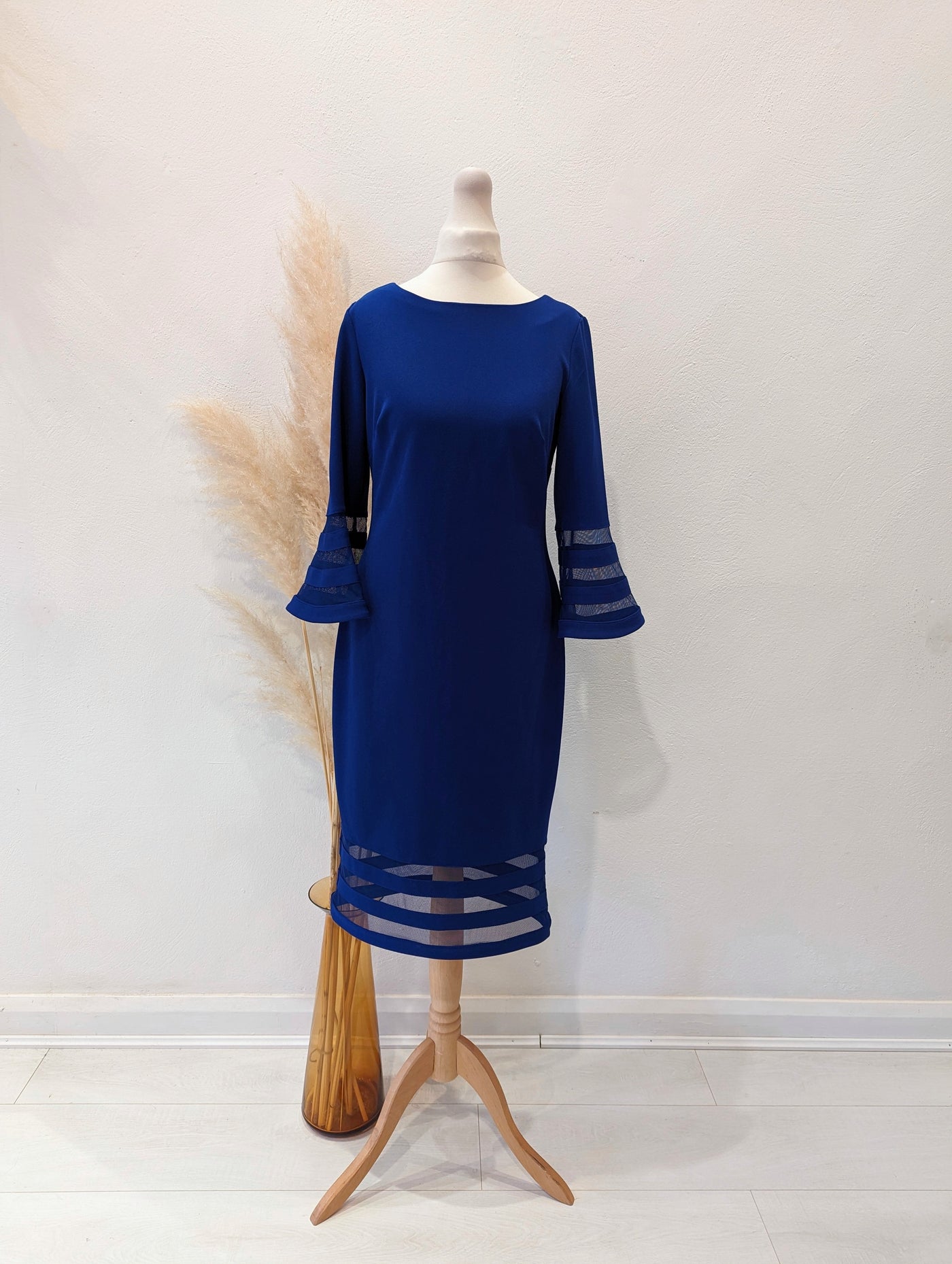 calvin klein blue bell sleeve dress Calvin Klein | Dresses | Calvin Klein Blue Cocktail Sheath Dress With Bateau Necklinebell Sleeve Size 2