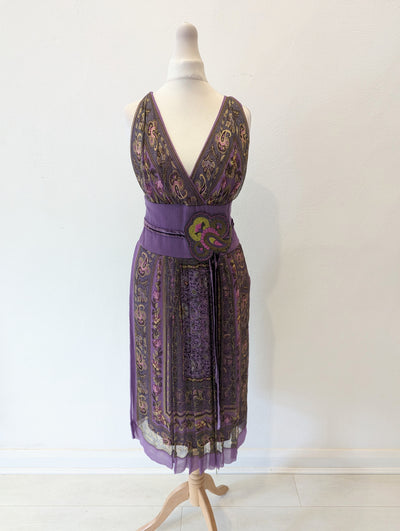 Renato Nucci Lilac Print Silk Dress 38