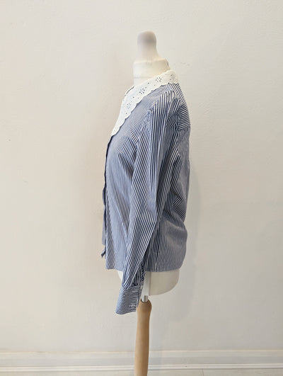 Zara Blue White collared Shirt XS