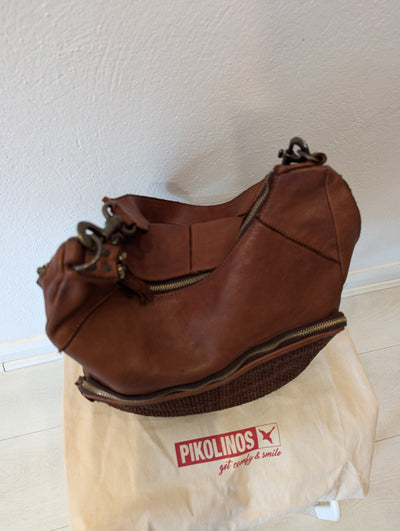 Pikolinos Brown Woven Leather Bag