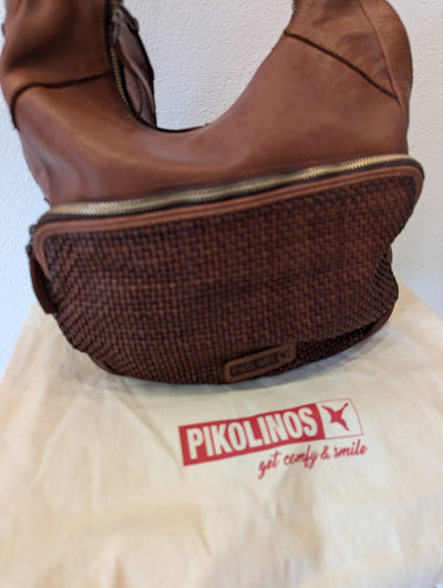 Pikolinos Brown Woven Leather Bag