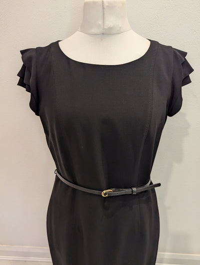 Jaeger Black Ruffle Sleeve Dress Size 14