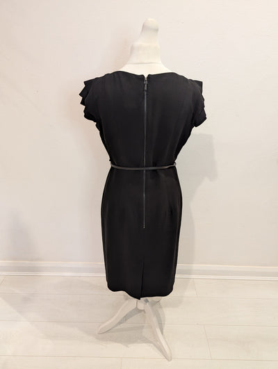 Jaeger Black Ruffle Sleeve Dress Size 14