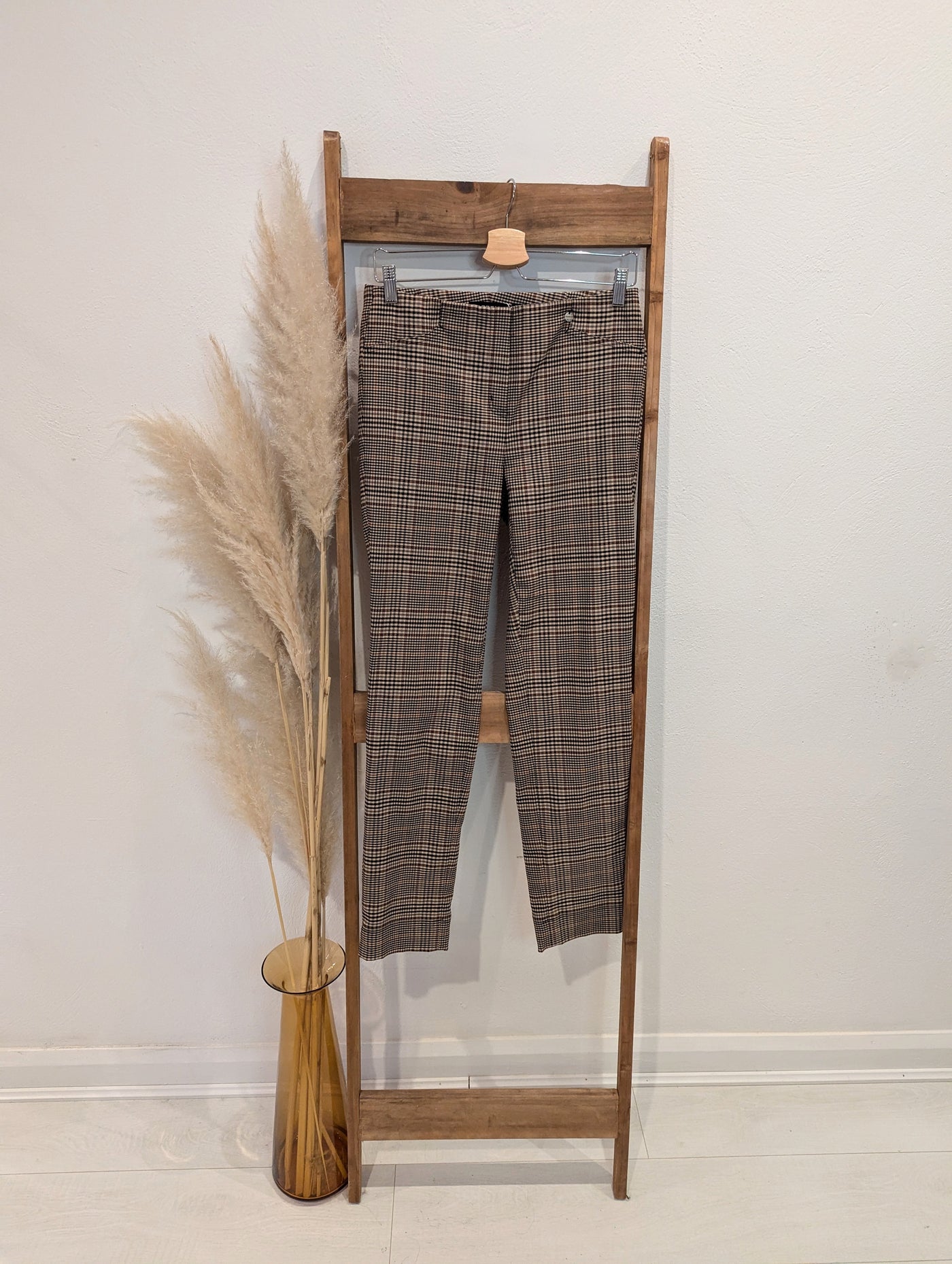 Robell Brown Check Trousers Size 14