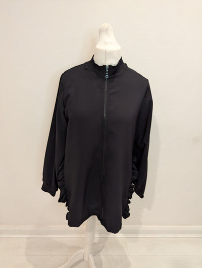 Touche Black Frill Zip Top Size 14