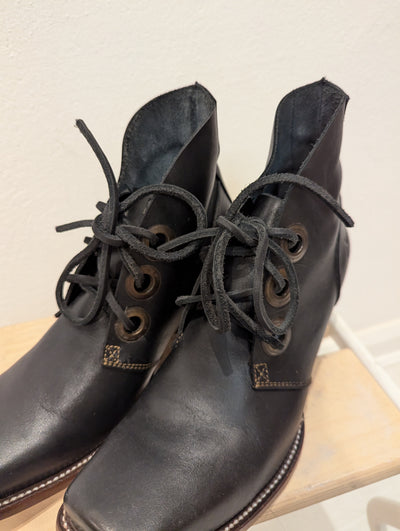 John Fluevog Black Leather Ankle Boots Size 6