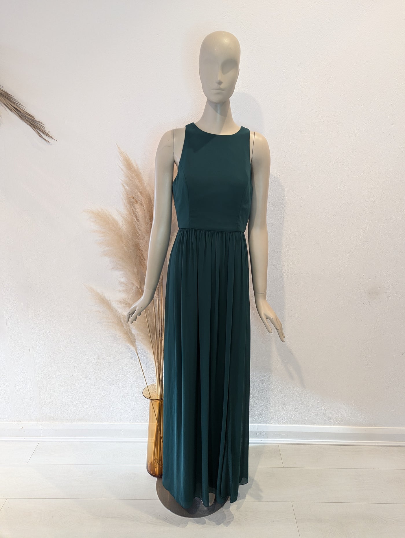 Green chiffon halter dress 10 RRP £220